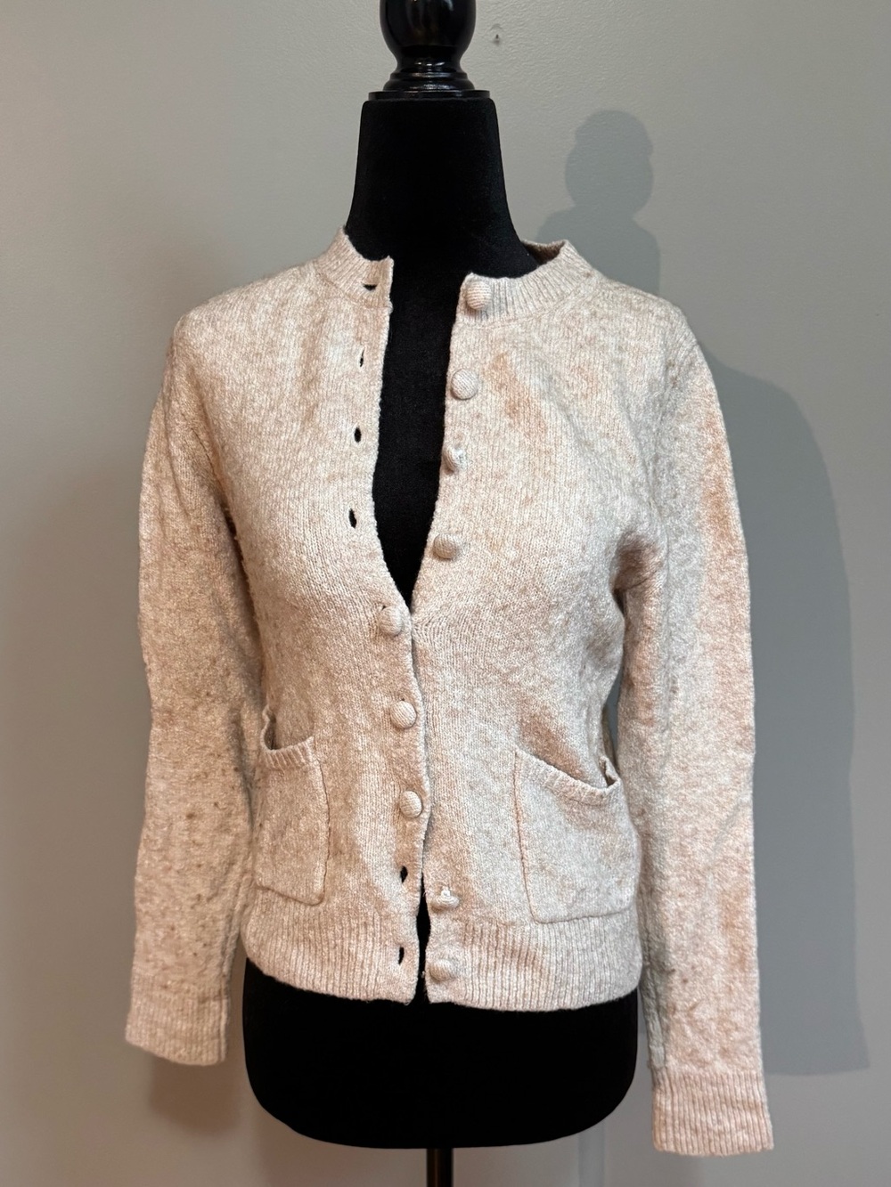 Madewell Cream Button-Front Knit Cardigan